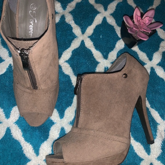 Forever 21 Shoes - Suede zip up high heel booties